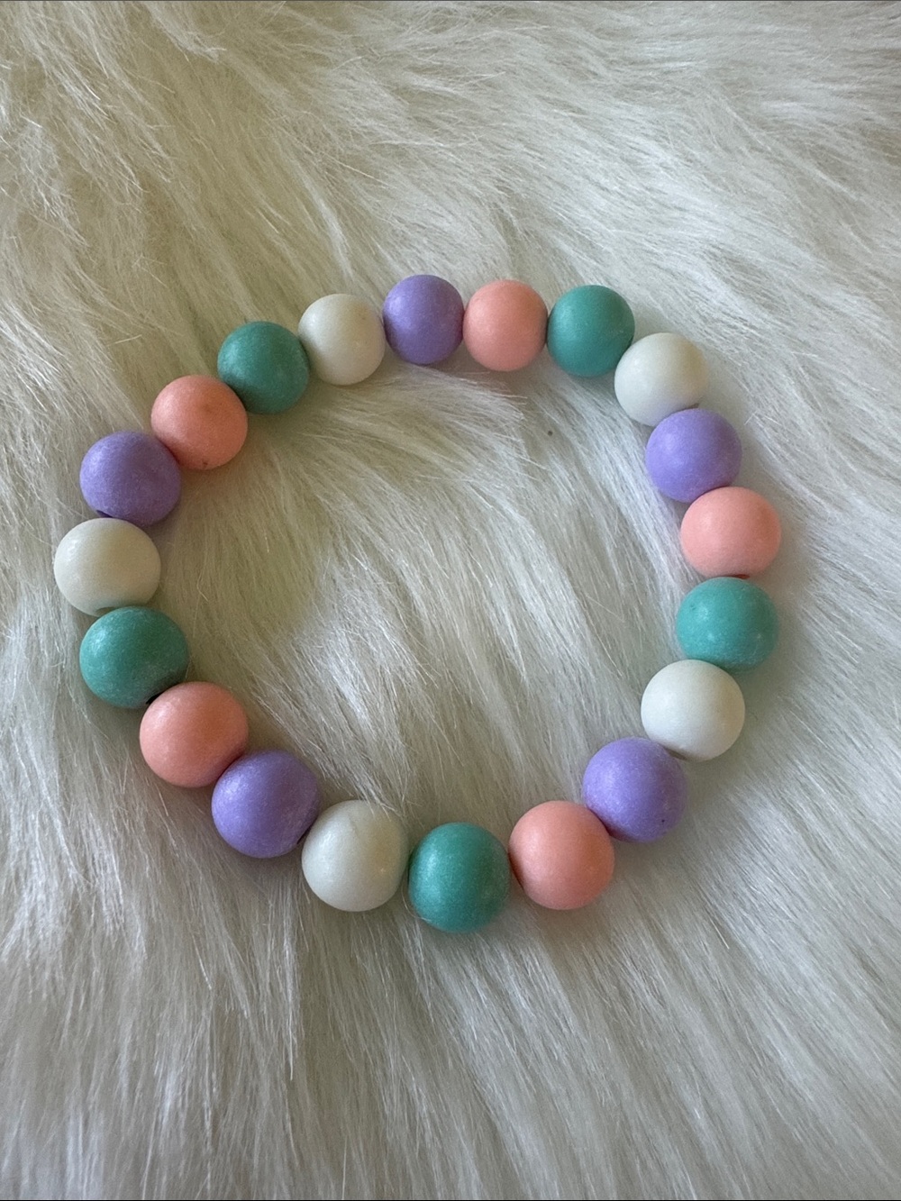 Pastel Beaded Stretch Bracelet - Purple, Teal, Peach, White